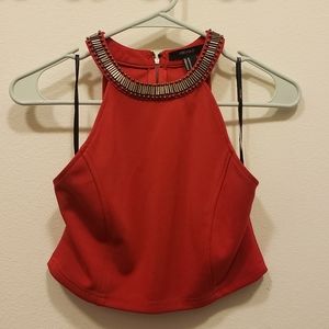 Red halter crop top